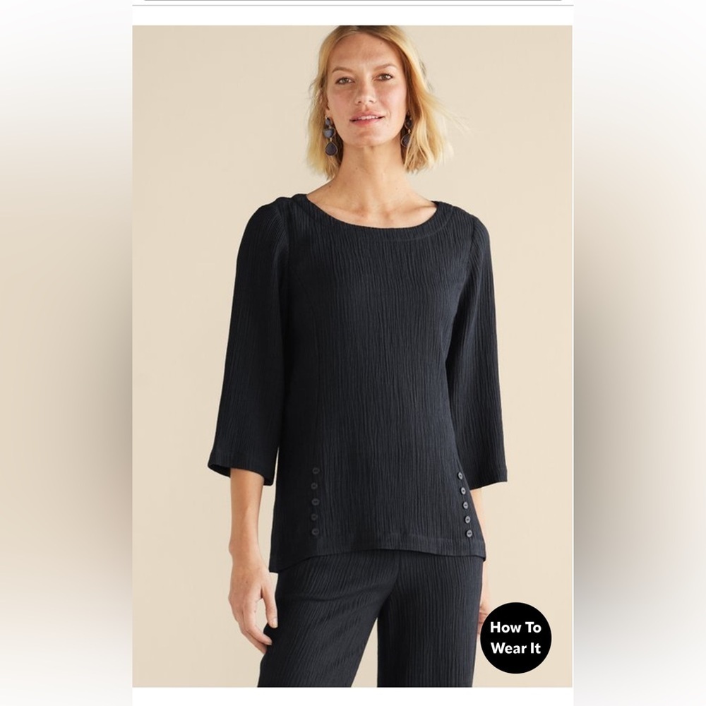 Soft Surroundings Oceo Gauze Tunic Style Number: 2EW85 Black XL Lightweight - Picture 8 of 10